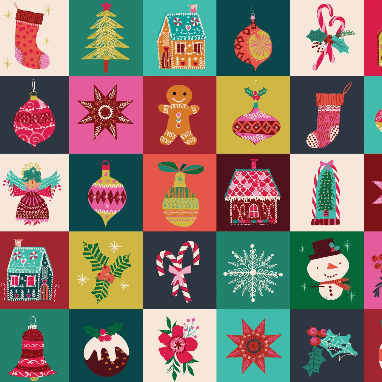 Dashwood Studio Quilting Cotton 'Candy Cane Christmas' Block Print