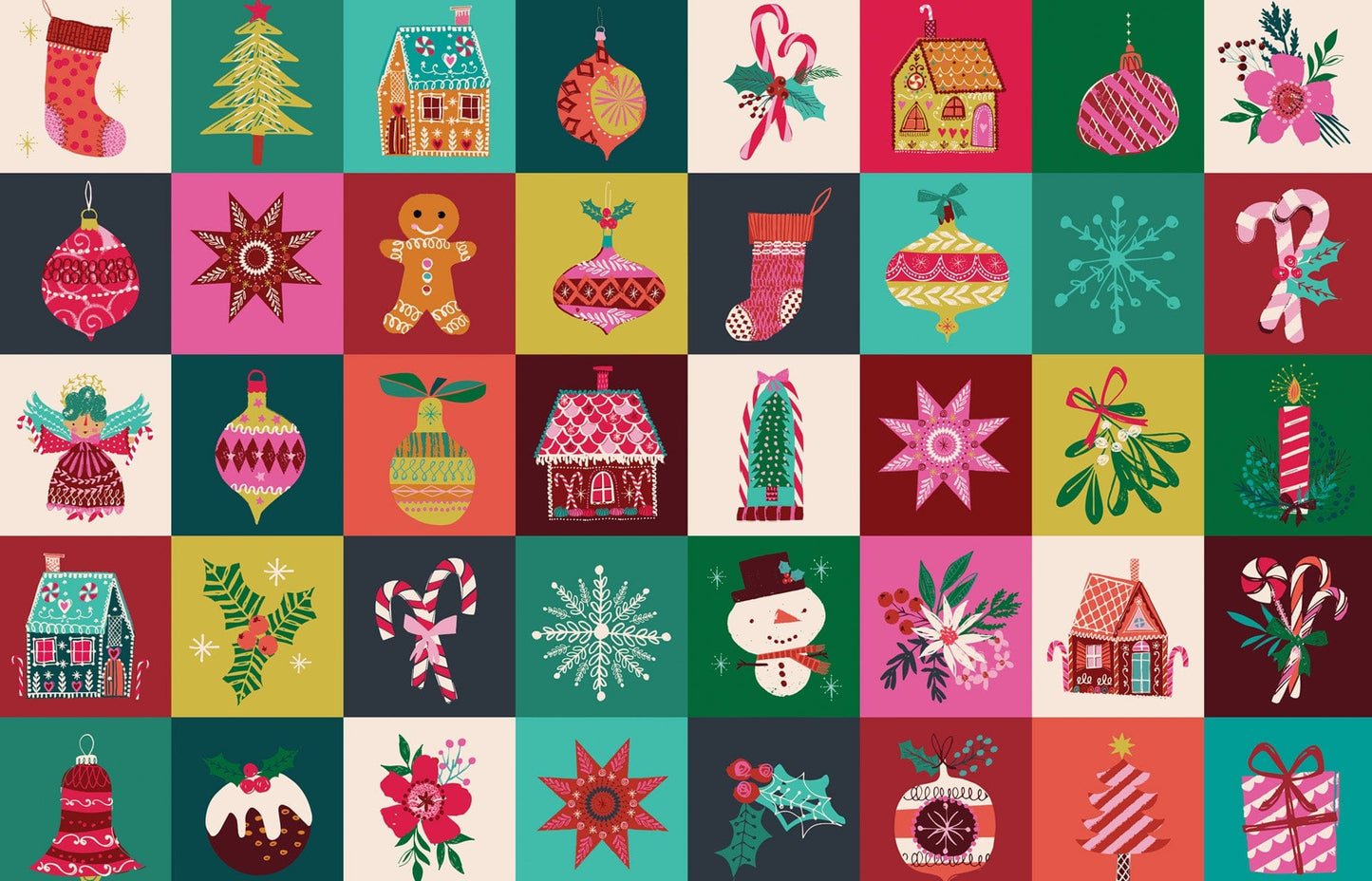 Dashwood Studio Quilting Cotton 'Candy Cane Christmas' Block Print