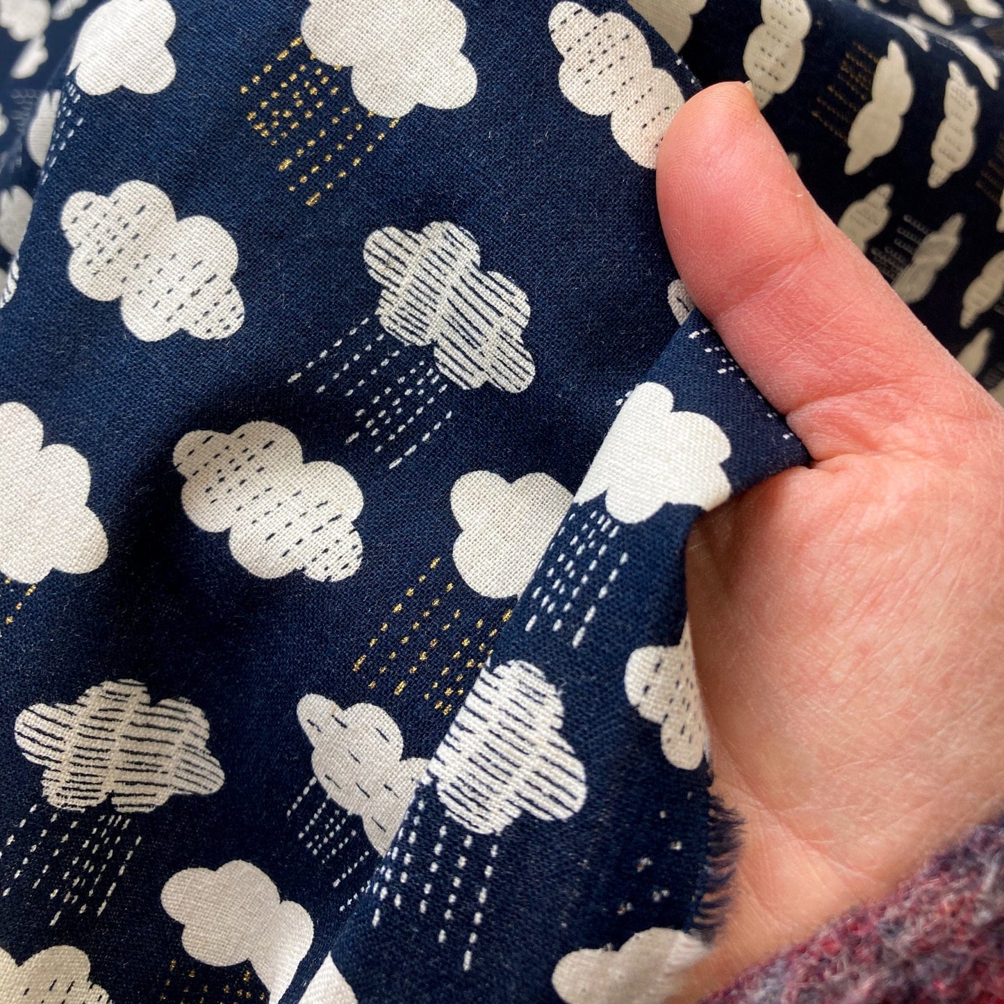 Dashwood Studio 'Midnight Garden' Cotton & Linen Mix 'Rainclouds' (metallic)