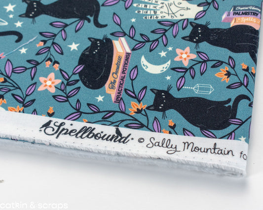 Dashwood Studio Quilting Cotton 'Spellbound' Black Cat