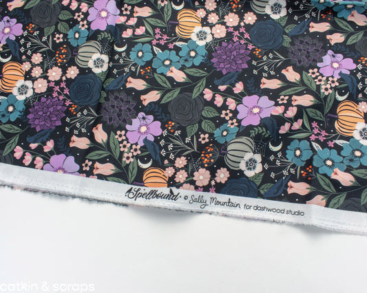 Dashwood Studio Quilting Cotton 'Spellbound' Spooky Floral