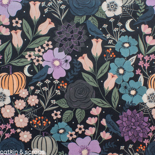 Dashwood Studio Quilting Cotton 'Spellbound' Spooky Floral