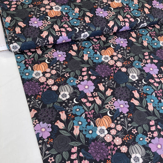 Dashwood Studio Quilting Cotton 'Spellbound' Spooky Floral