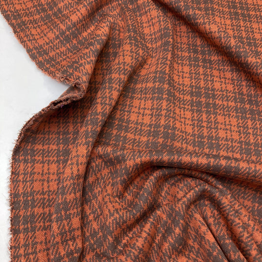 Designer Deadstock: Jacquard Jersey Rust Check