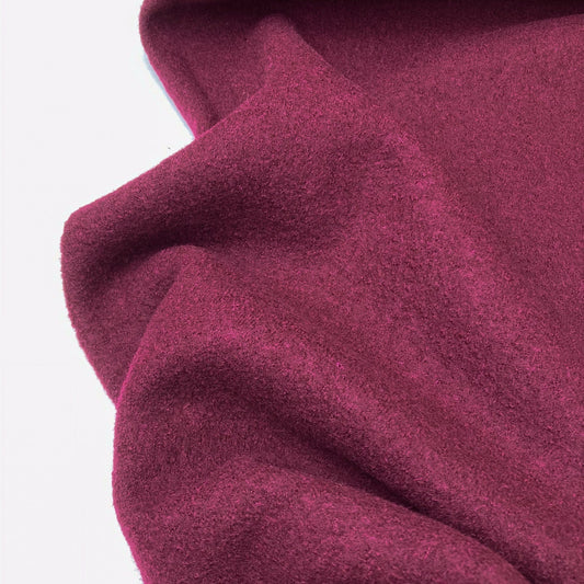 Boiled Wool Coating in Dark Burgundy Red