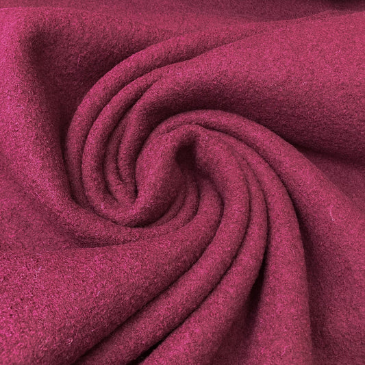 Boiled Wool Coating in Dark Burgundy Red