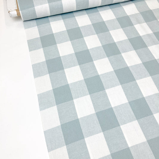 Brushed Cotton Flannel Duck Egg Blue and White Check