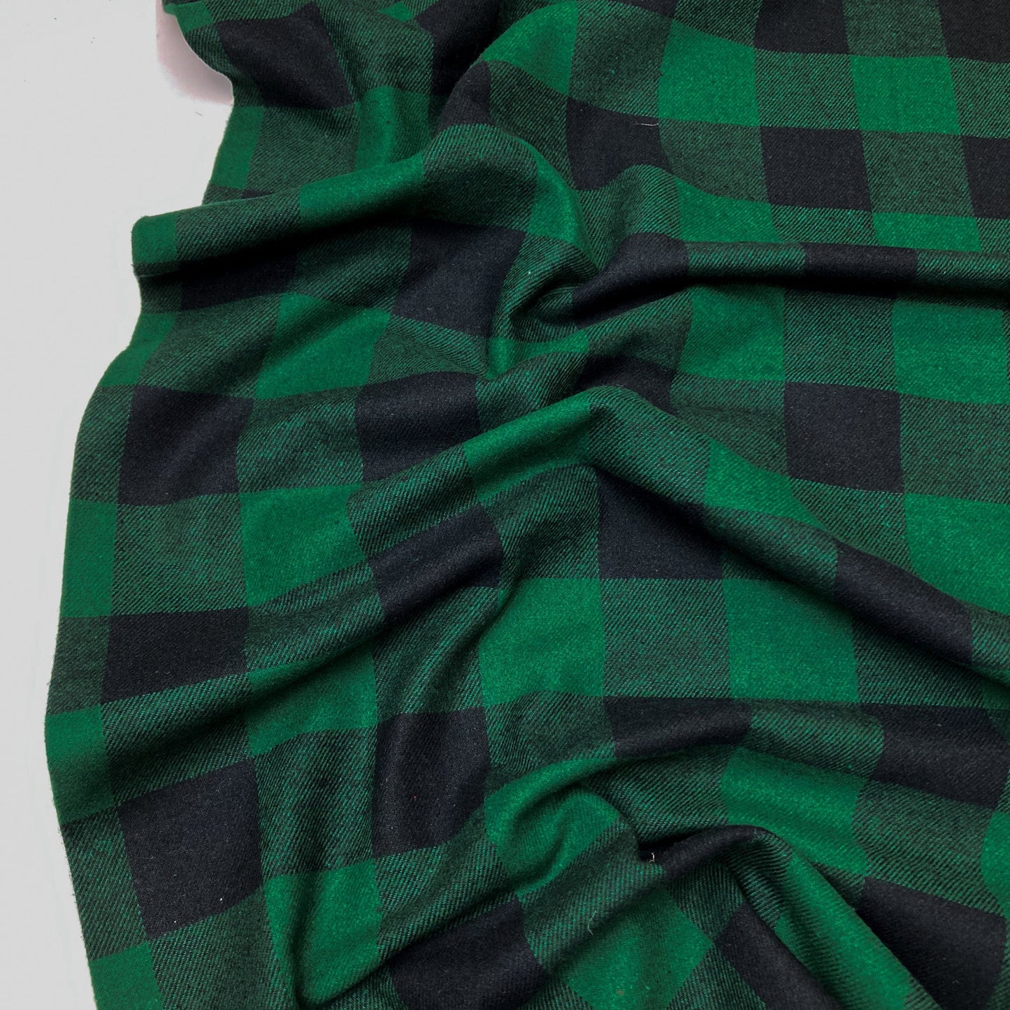 Brushed Cotton Flannel Green & Black Check