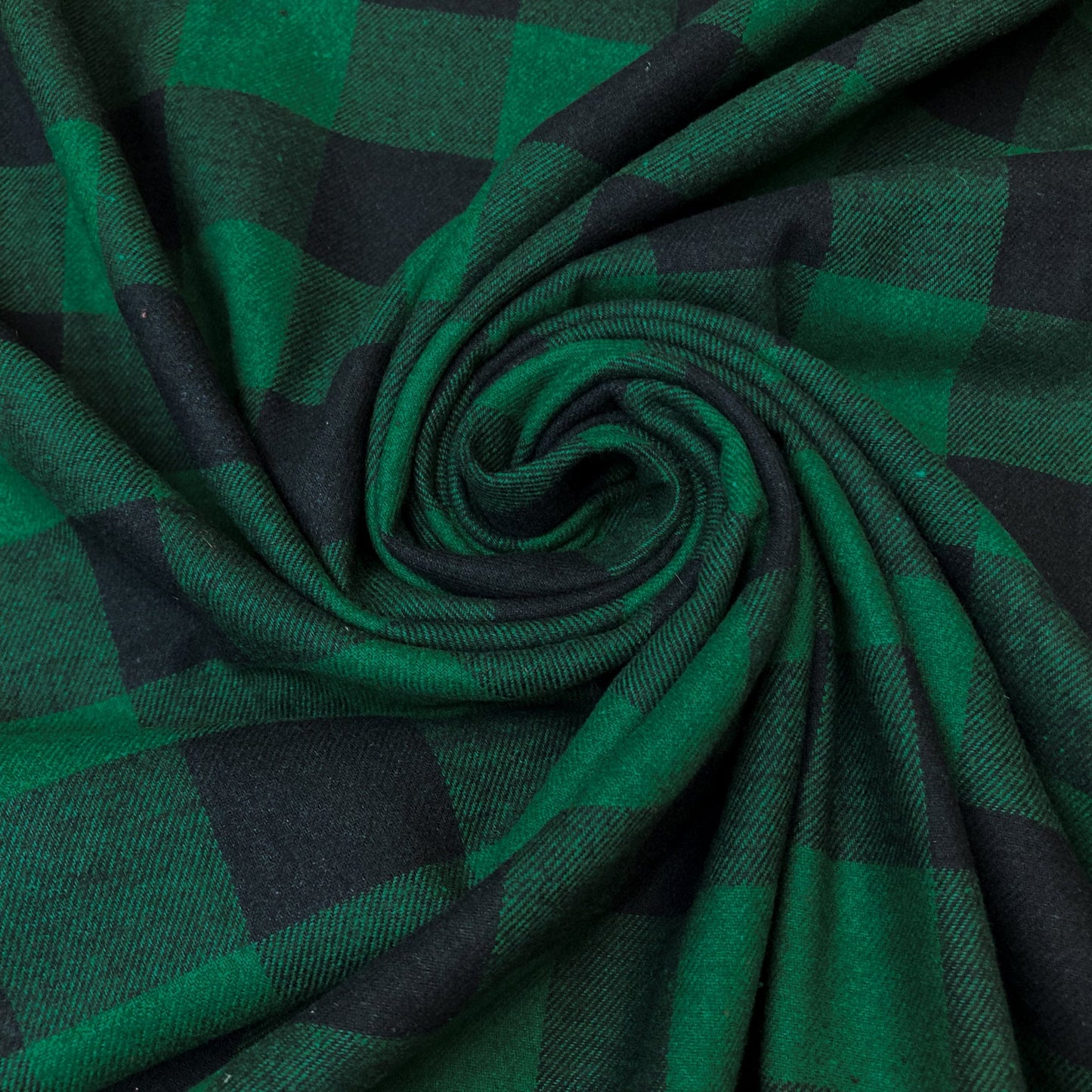 Brushed Cotton Flannel Green & Black Check