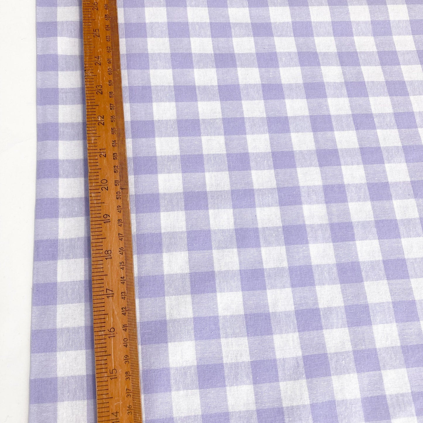 Cotton Gingham in Lilac and White 15mm Check