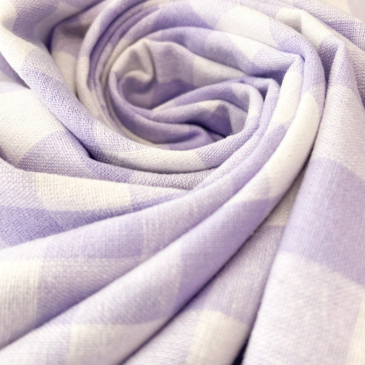 Cotton Gingham in Lilac and White 15mm Check