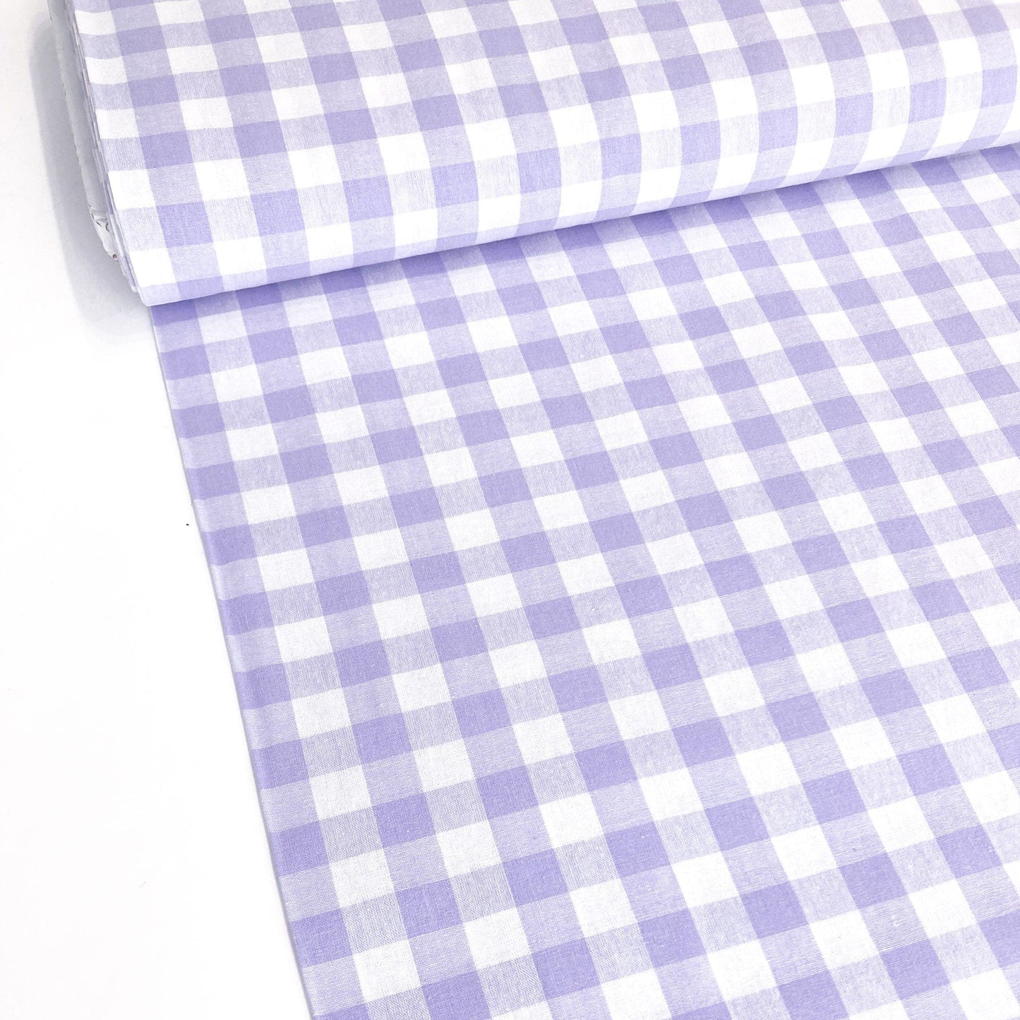 Cotton Gingham in Lilac and White 15mm Check