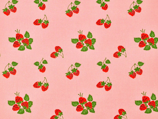 Fabric Godmother Linen & Viscose Mix 'Strawberry Fayre'