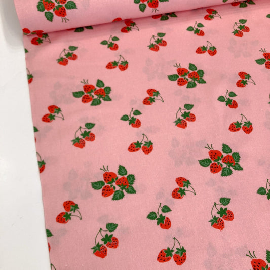 Fabric Godmother Linen & Viscose Mix 'Strawberry Fayre'