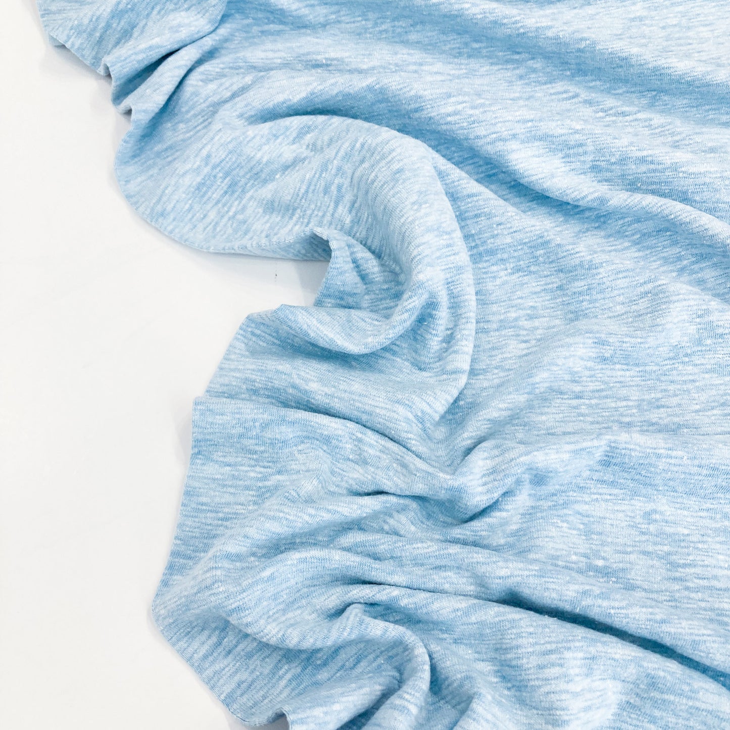 Cotton & Linen Slub Jersey in Sky Blue Melange