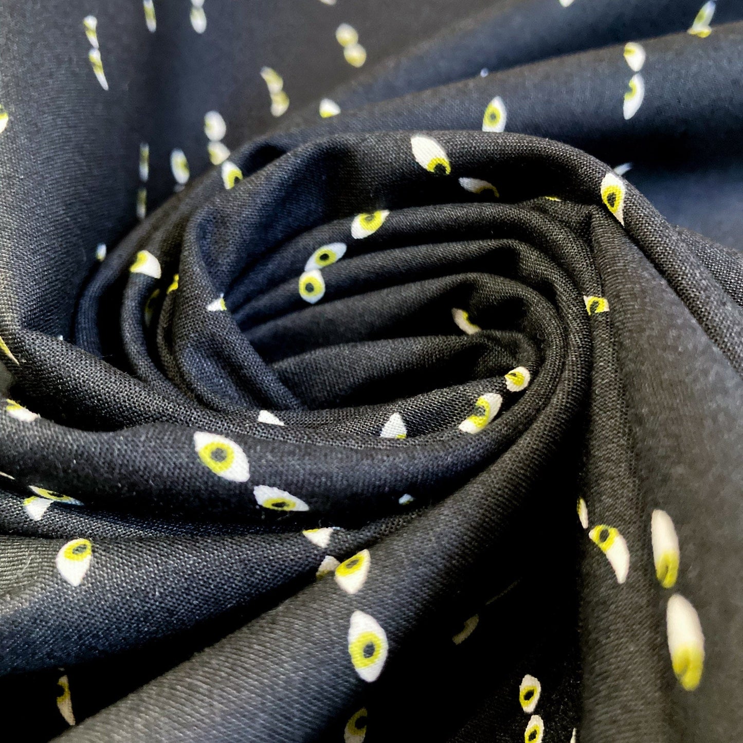 Ruby Star Society 'Tiny Frights' Quilting Cotton 'Creepy Eyes' in Black - Glows in the Dark!