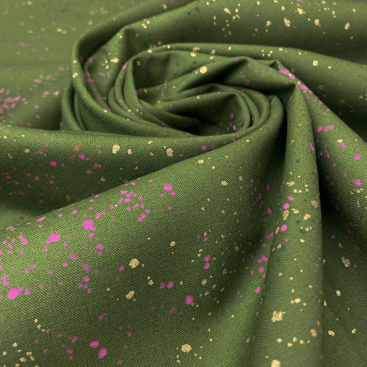 Ruby Star Society 'Speckled' Quilting Cotton in 'Sarah Green' (Metallic)