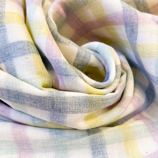 Japanese Cotton Double Gauze with Pastel Check