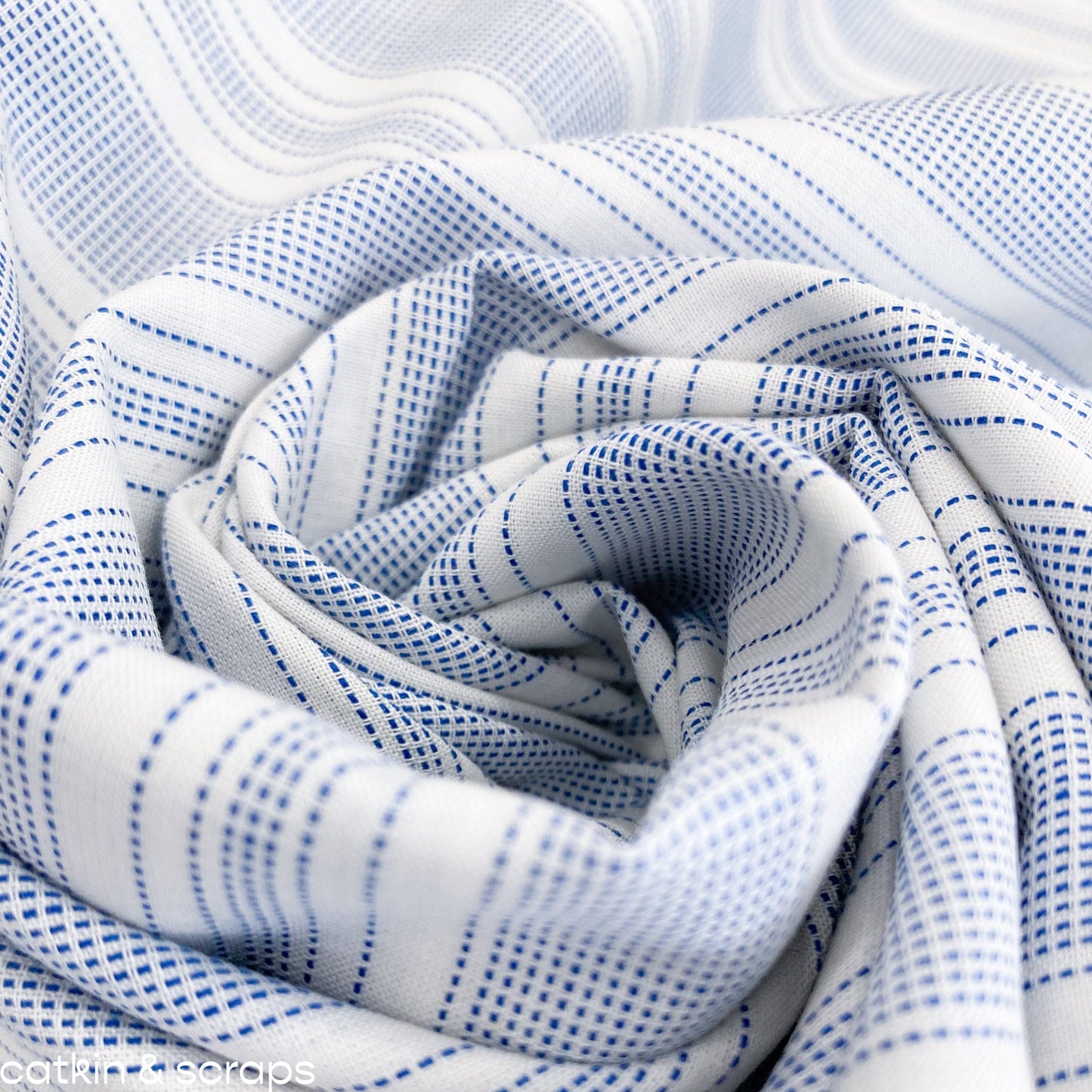 Tilda 'Tea Towel Basics' Quilting Cotton 'Biscuit Stripe' Blue