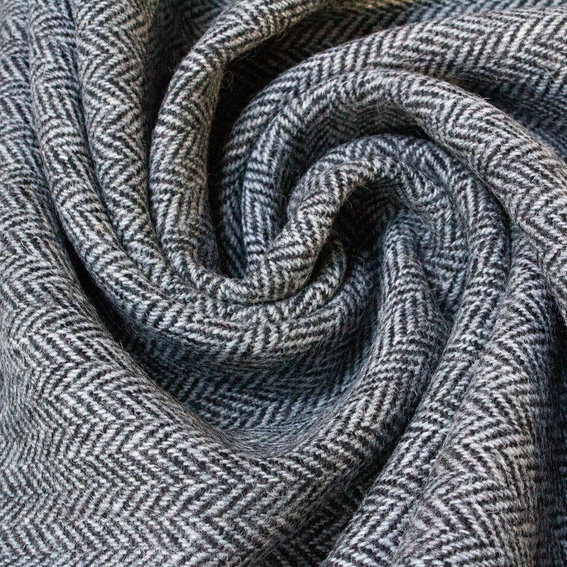 Harris Tweed Pure Wool 'Laxdale' Grey Herringbone – Catkin & Scraps